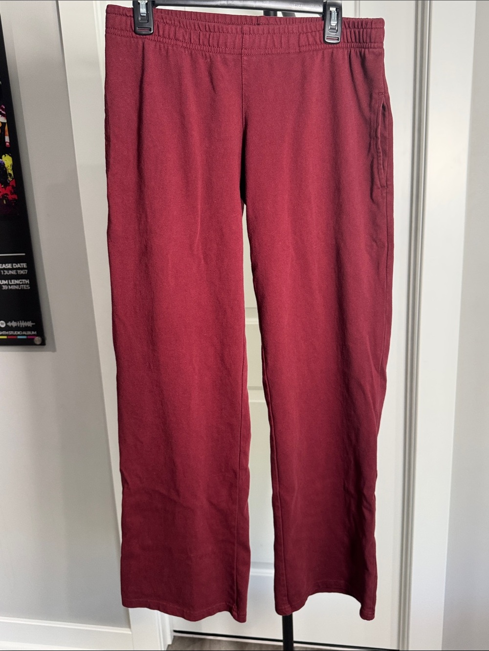 John Gault Current StyleWide-Leg Track Pants in Burgundy